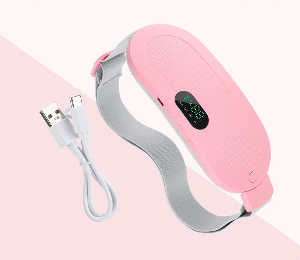 Electric Period Belt Cramp Relief Massager w/Vibrating Heating Pad