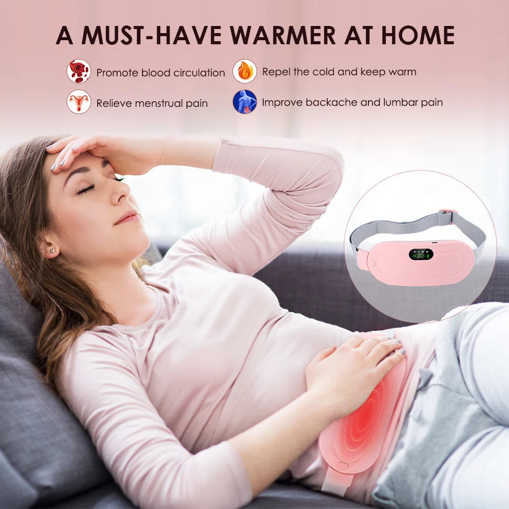 Electric Period Belt Cramp Relief Massager w/Vibrating Heating Pad