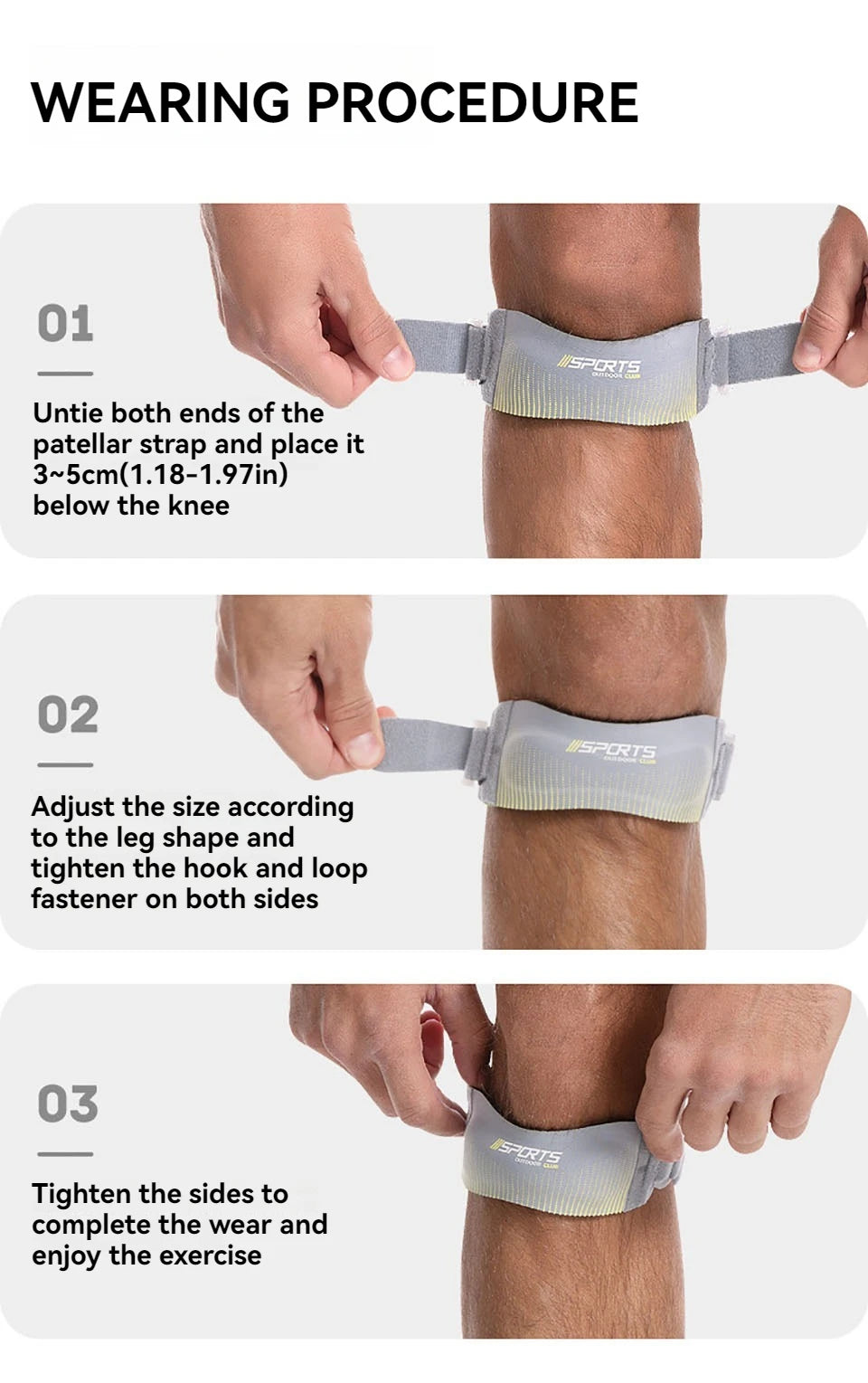 1Pcs Sports Knee Strap Adjustable Compression Pad