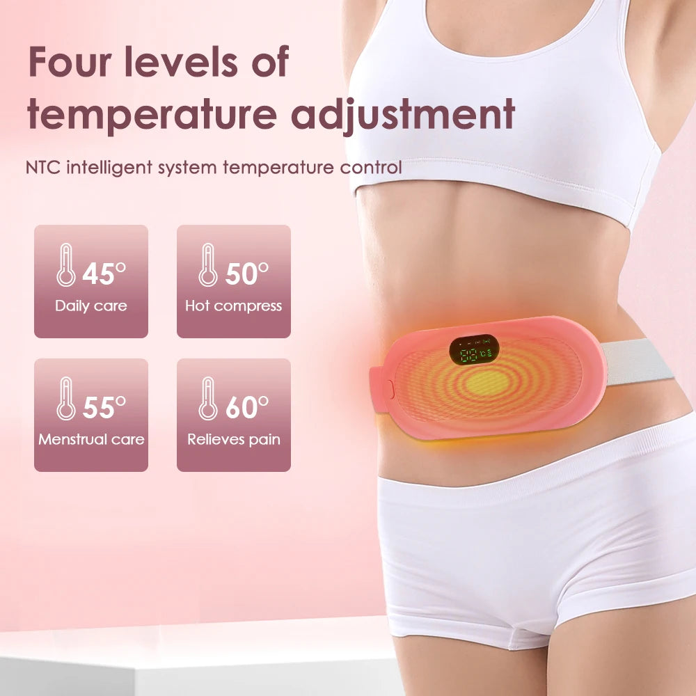 Electric Period Belt Cramp Relief Massager w/Vibrating Heating Pad
