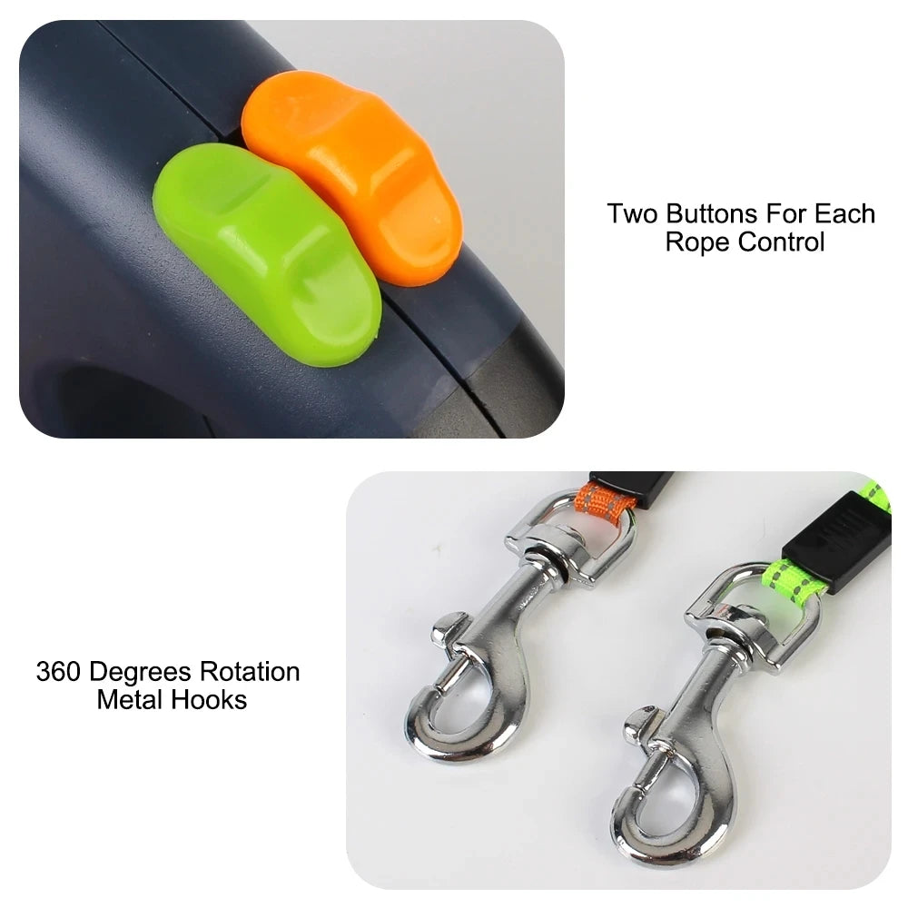 Double Dog Leash Retractable and Rotating Light Strings