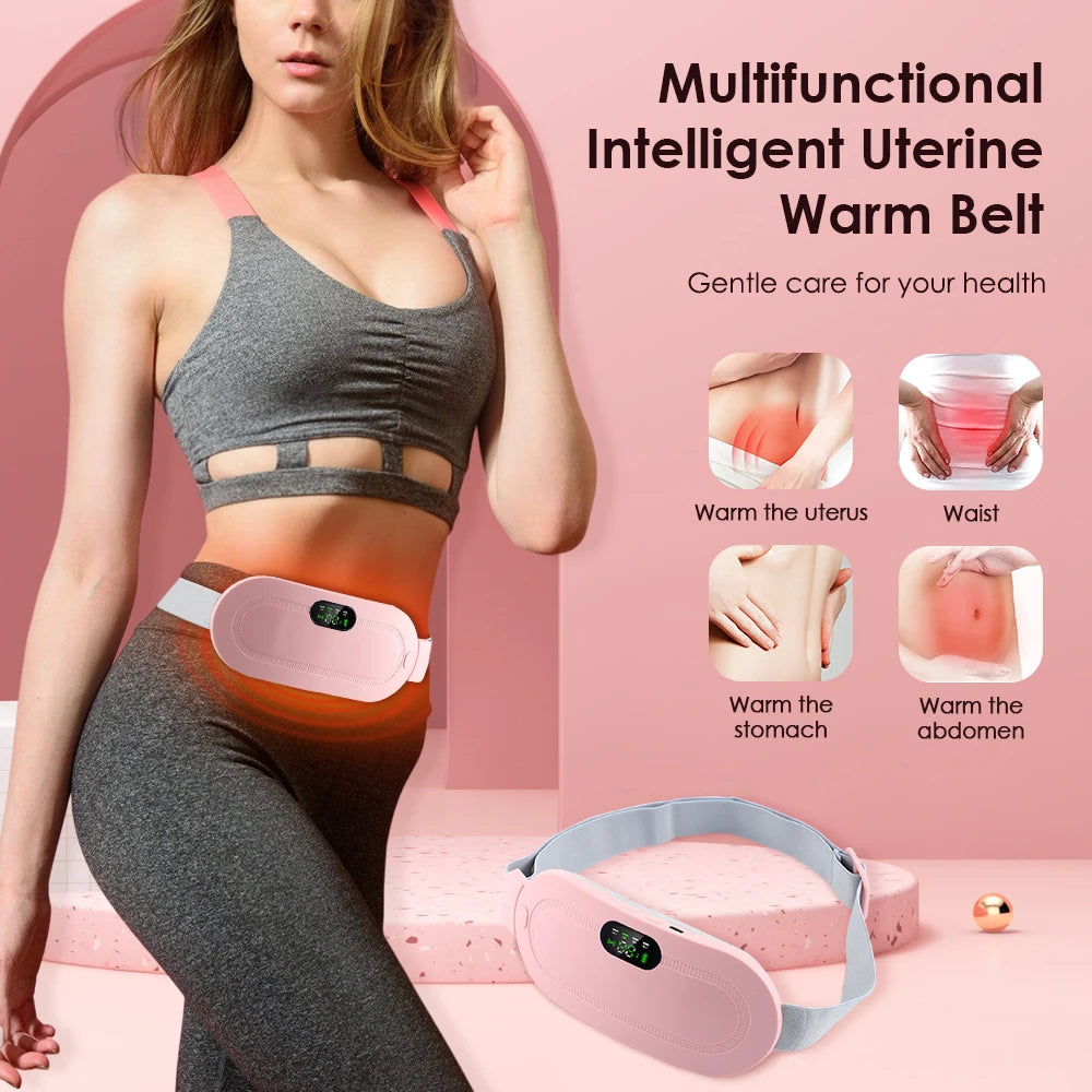 Electric Period Belt Cramp Relief Massager w/Vibrating Heating Pad