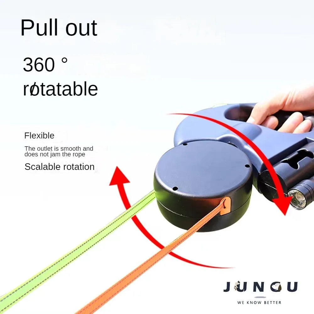 Double Dog Leash Retractable and Rotating Light Strings