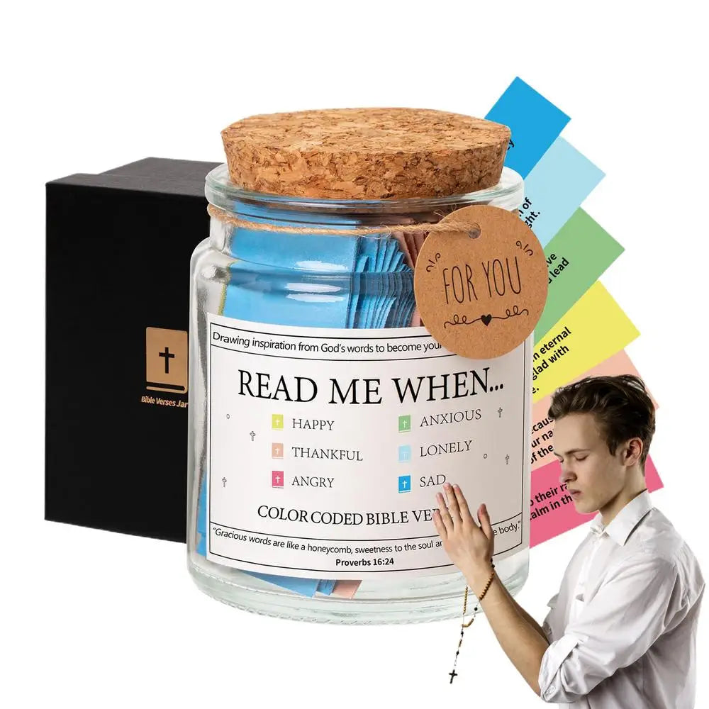 Colorful Bible Verses In A Glass Jar