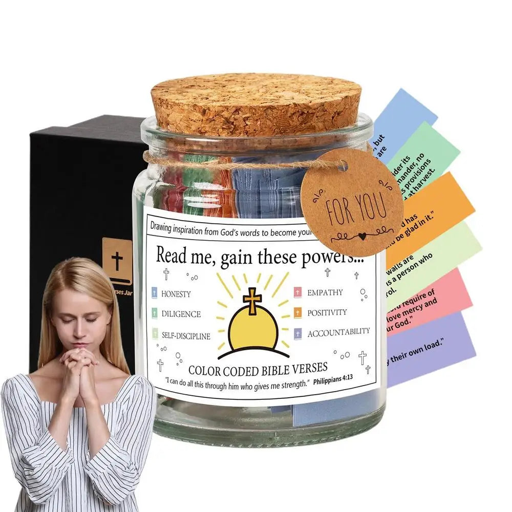 Colorful Bible Verses In A Glass Jar