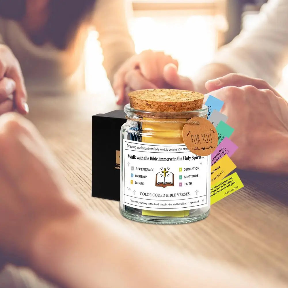 Colorful Bible Verses In A Glass Jar