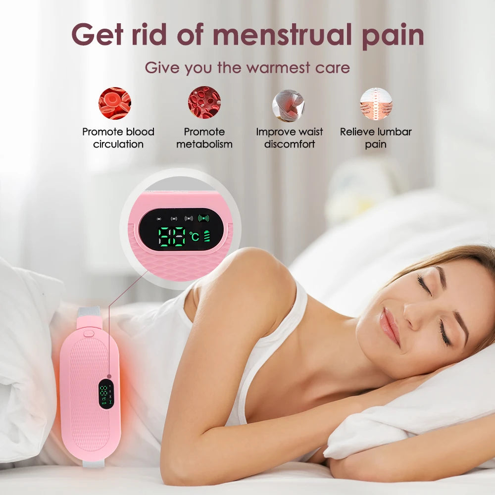 Electric Period Belt Cramp Relief Massager w/Vibrating Heating Pad