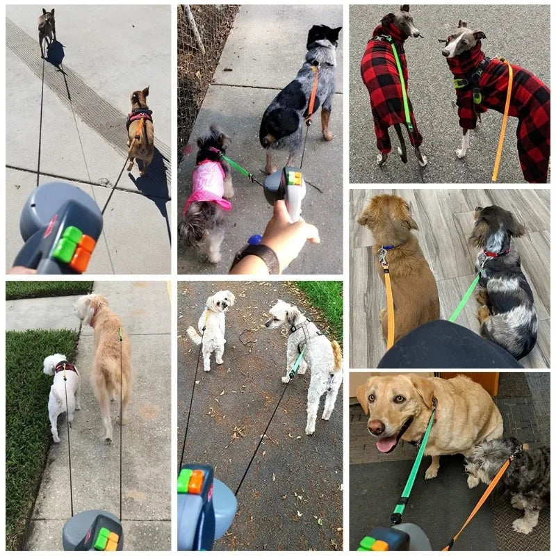 Double Dog Leash Retractable and Rotating Light Strings