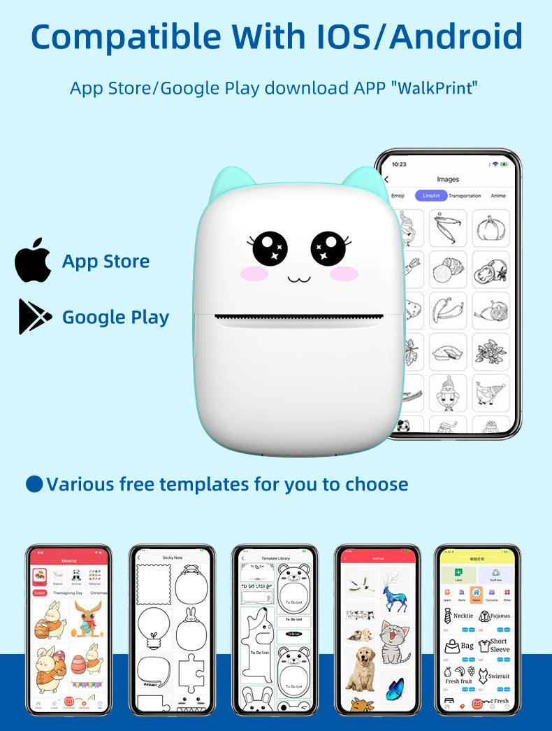 Mini Portable Thermal Sticker Printer Ink-free - ARY'S FEELINGS