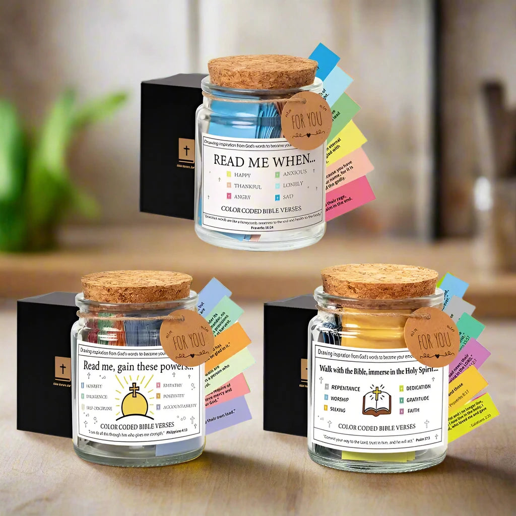 Colorful Bible Verses In A Glass Jar