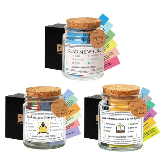 Colorful Bible Verses In A Glass Jar