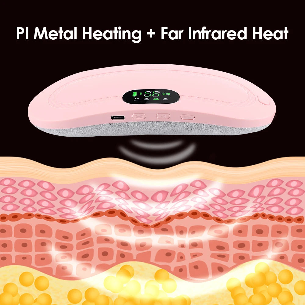 Electric Period Belt Cramp Relief Massager w/Vibrating Heating Pad